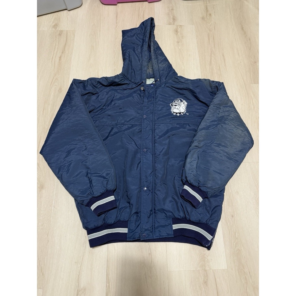 Vintage 90's Georgetown Hoyas Full Zip Starter Hooded Jacket Men's Large Navy